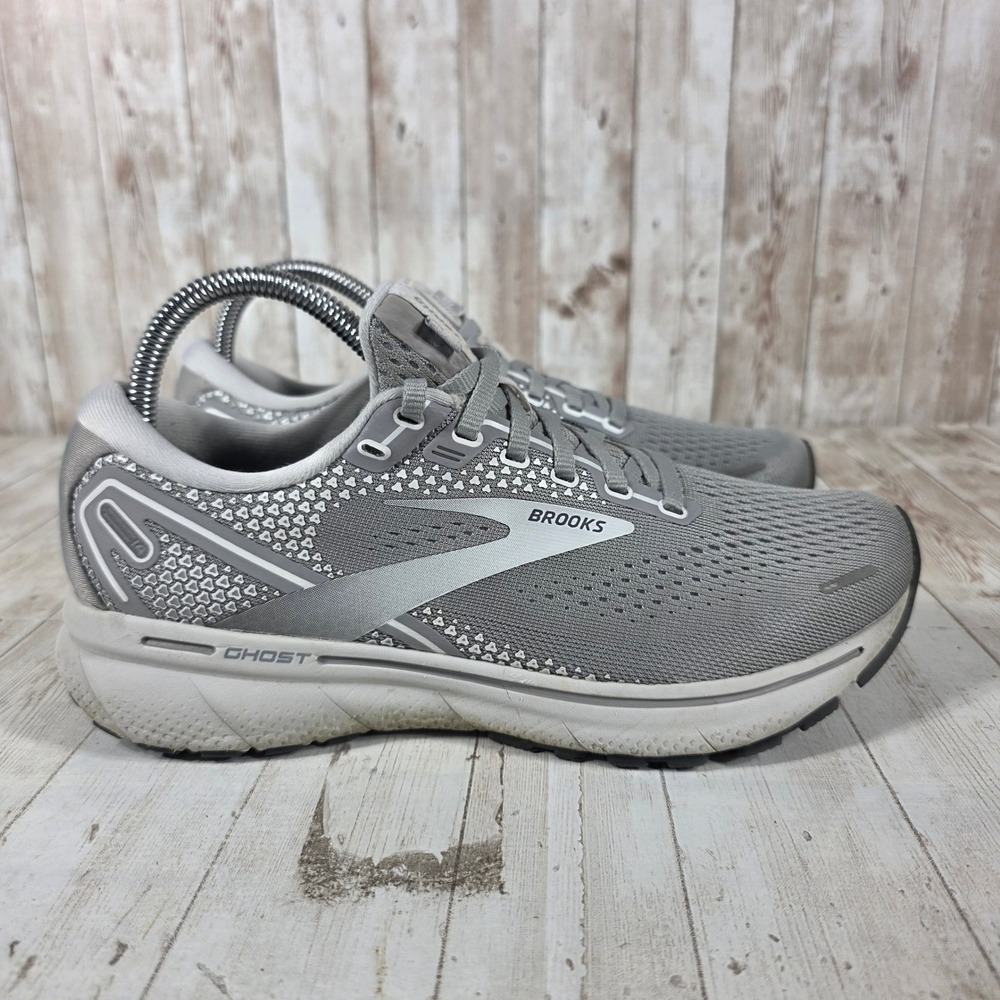 Brooks Ghost 14 Womens 8 Grey White Neutral Running Shoes‎ 1203561B089 Medium B